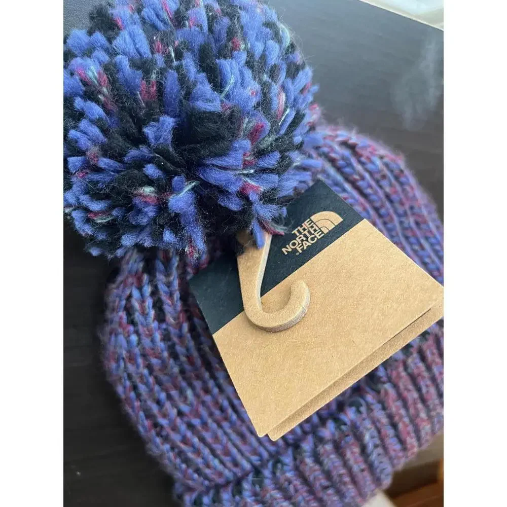 NWT The North Face Fleece Lined Kids Youth Winter Pom Knit Hat Beanie Cozy Panda - Picture 3 of 5